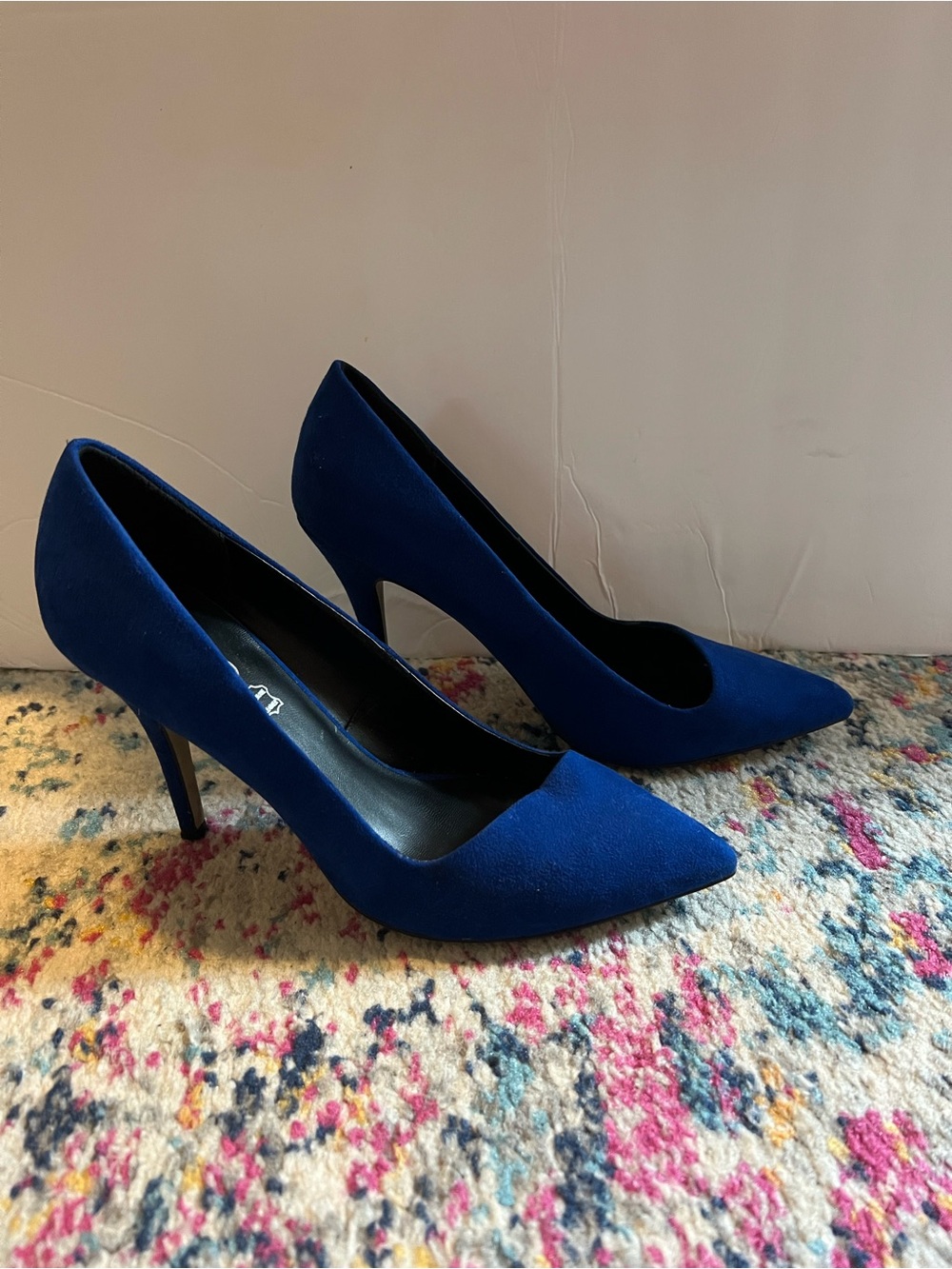 Aldo Royal Cobalt Blue Pointed-Toe Asymmetrical Suede Stilettos | Size 7